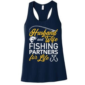 Husband and wife fishing partners for life Women's Racerback Tank