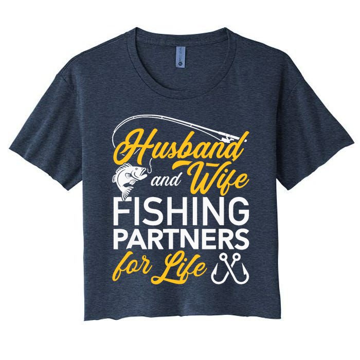 Husband and wife fishing partners for life Women's Crop Top Tee