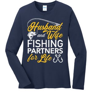 Husband and wife fishing partners for life Ladies Long Sleeve Shirt