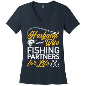 Husband and wife fishing partners for life Women's V-Neck T-Shirt