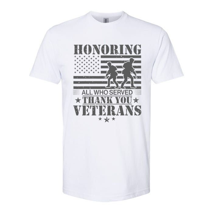 Honoring All Who Served Thank You Veterans Day Us Veteran Softstyle CVC T-Shirt