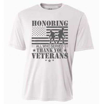 Honoring All Who Served Thank You Veterans Day Us Veteran Cooling Performance Crew T-Shirt