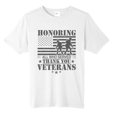 Honoring All Who Served Thank You Veterans Day Us Veteran Tall Fusion ChromaSoft Performance T-Shirt