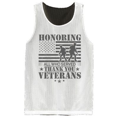 Honoring All Who Served Thank You Veterans Day Us Veteran Mesh Reversible Basketball Jersey Tank