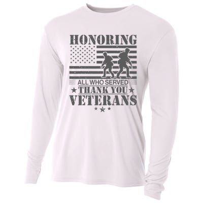 Honoring All Who Served Thank You Veterans Day Us Veteran Cooling Performance Long Sleeve Crew