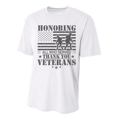 Honoring All Who Served Thank You Veterans Day Us Veteran Performance Sprint T-Shirt