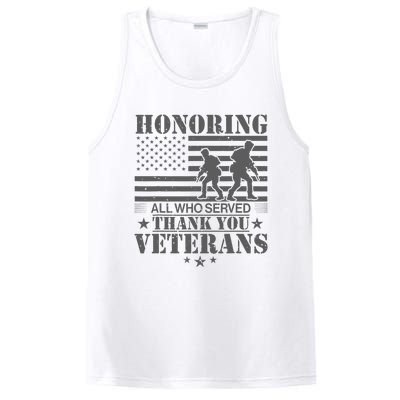 Honoring All Who Served Thank You Veterans Day Us Veteran PosiCharge Competitor Tank