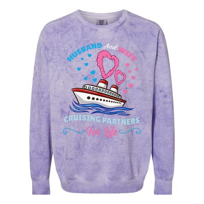 Husband And Wife Cruising Partners For Life Colorblast Crewneck Sweatshirt