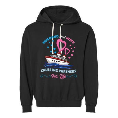 Husband And Wife Cruising Partners For Life Garment-Dyed Fleece Hoodie