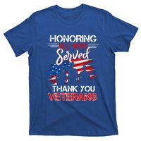 Honoring All Who Served Thank You Veterans Day Gift T-Shirt