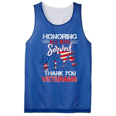 Honoring All Who Served Thank You Veterans Day Gift Mesh Reversible Basketball Jersey Tank