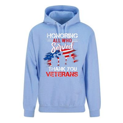 Honoring All Who Served Thank You Veterans Day Gift Unisex Surf Hoodie