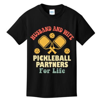 Husband And Wife Pickleball Partners For Life Kids T-Shirt