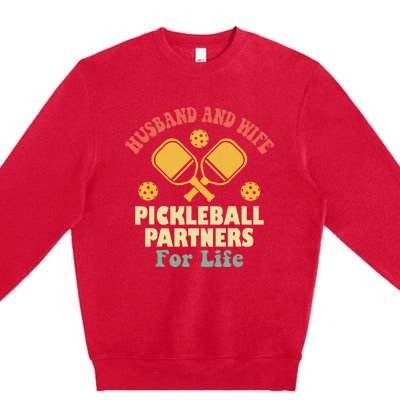 Husband And Wife Pickleball Partners For Life Premium Crewneck Sweatshirt