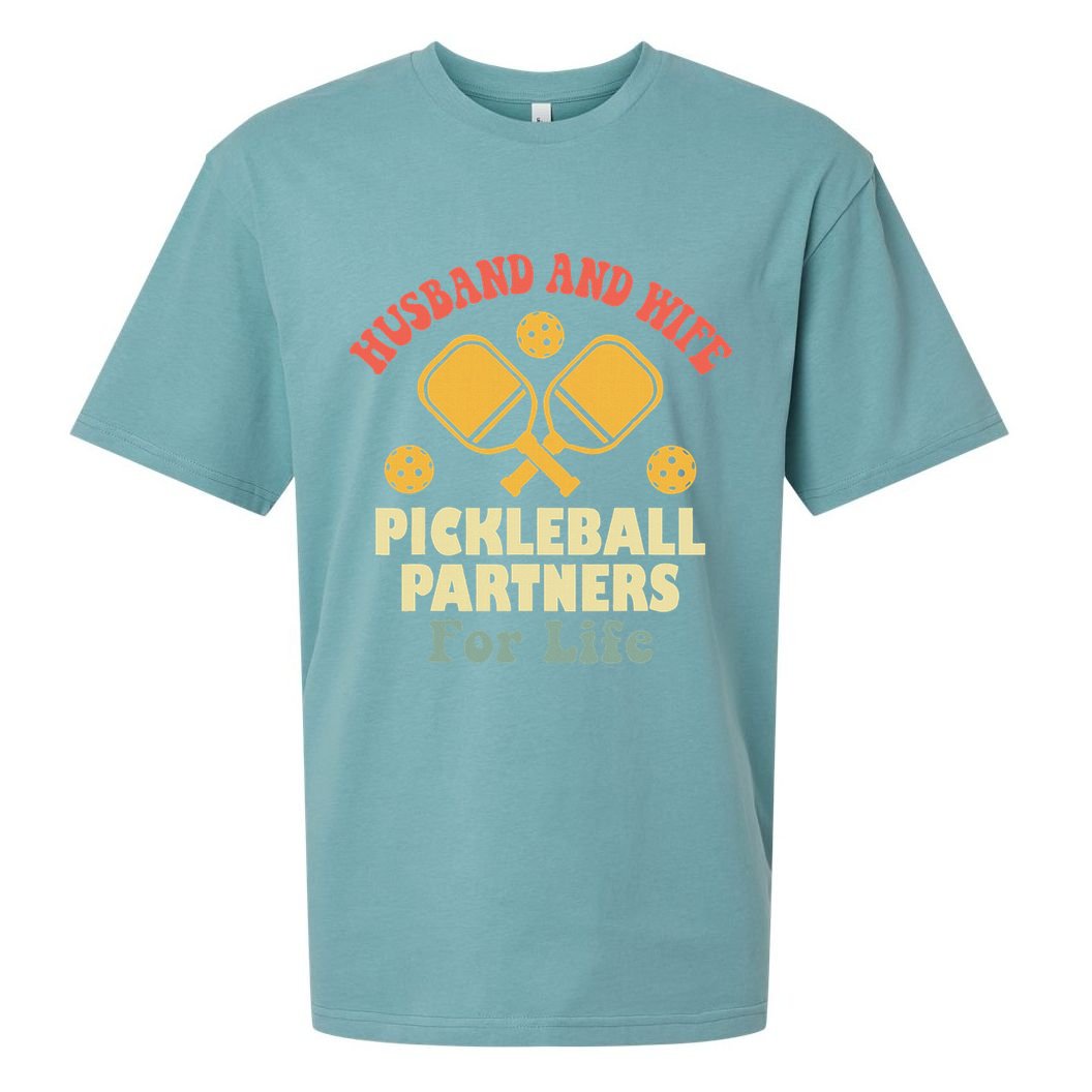 Husband And Wife Pickleball Partners For Life Sueded Cloud Jersey T-Shirt