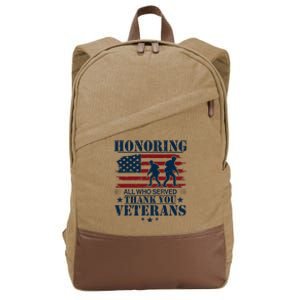 Honoring All Who Served Thank You Veterans Day Us Cotton Canvas Backpack