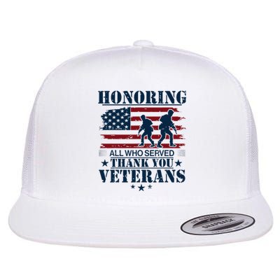 Honoring All Who Served Thank You Veterans Day Us Flat Bill Trucker Hat