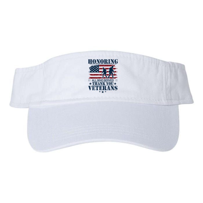 Honoring All Who Served Thank You Veterans Day Us Valucap Bio-Washed Visor