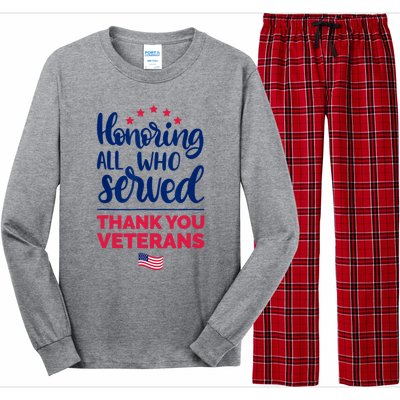 Honoring All Who Served Thank You Veterans Day Long Sleeve Pajama Set