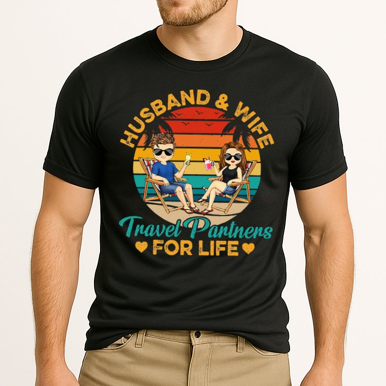Husband And Wife Travel Partners For Life Beach Traveling Cooling Performance Crew T-Shirt