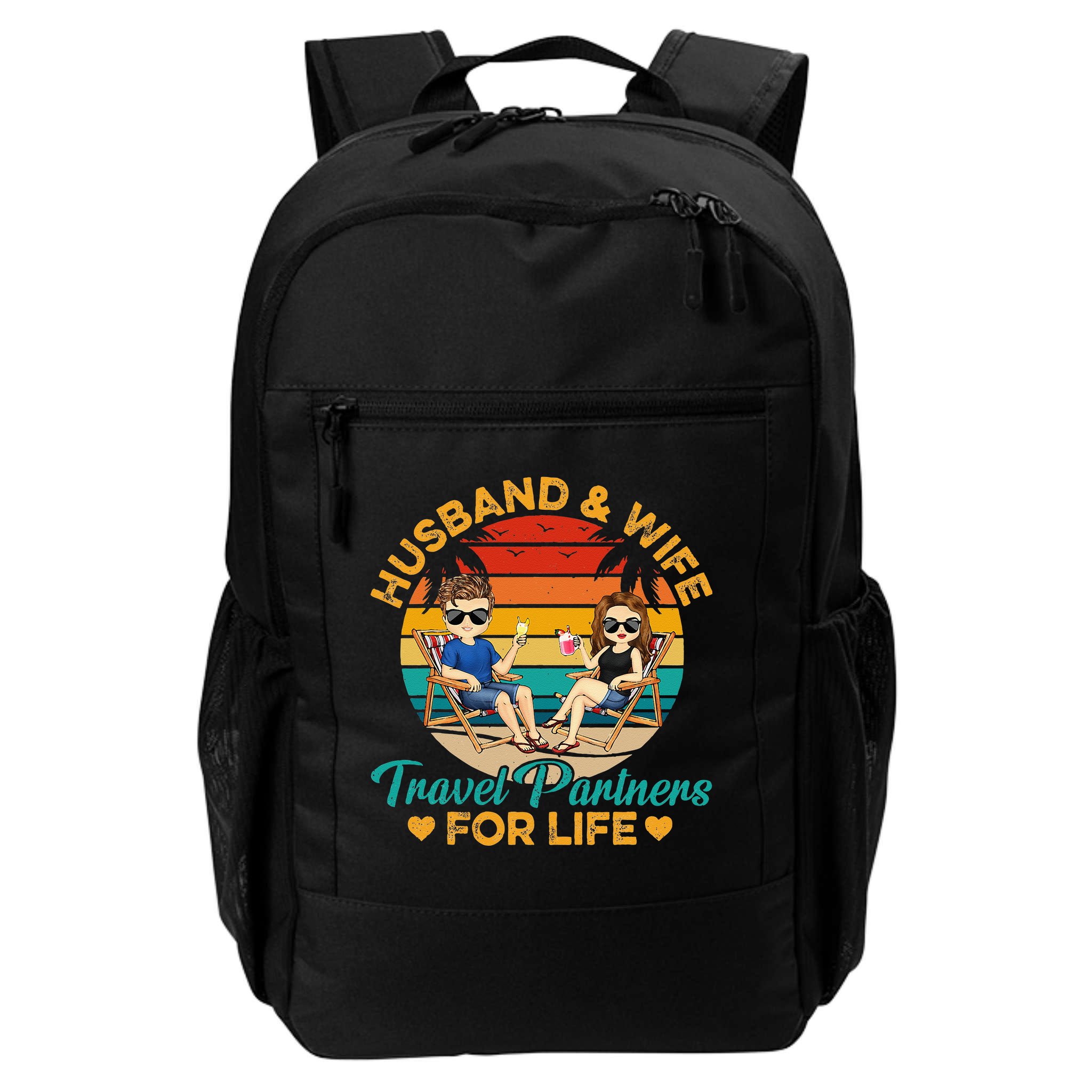 Husband And Wife Travel Partners For Life Beach Traveling Backpack