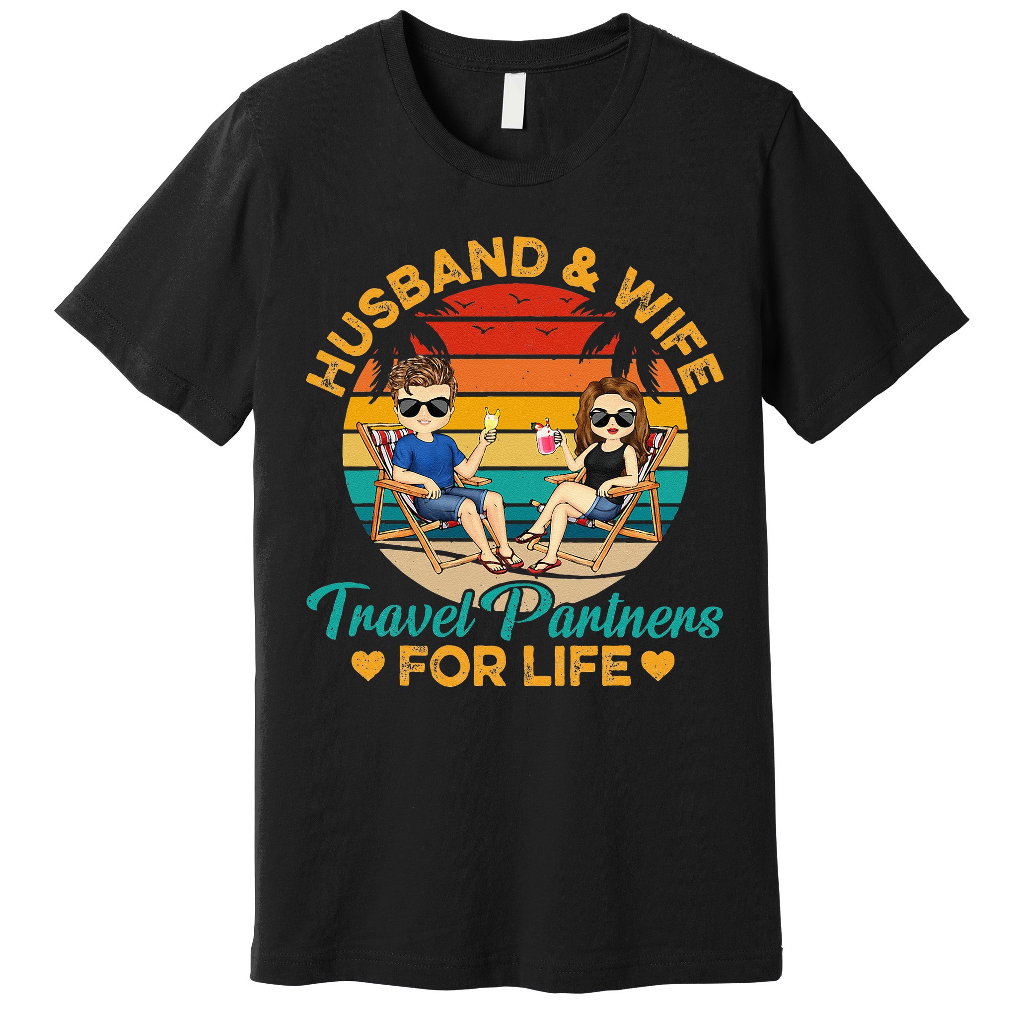 Husband And Wife Travel Partners For Life Beach Traveling Premium T-Shirt