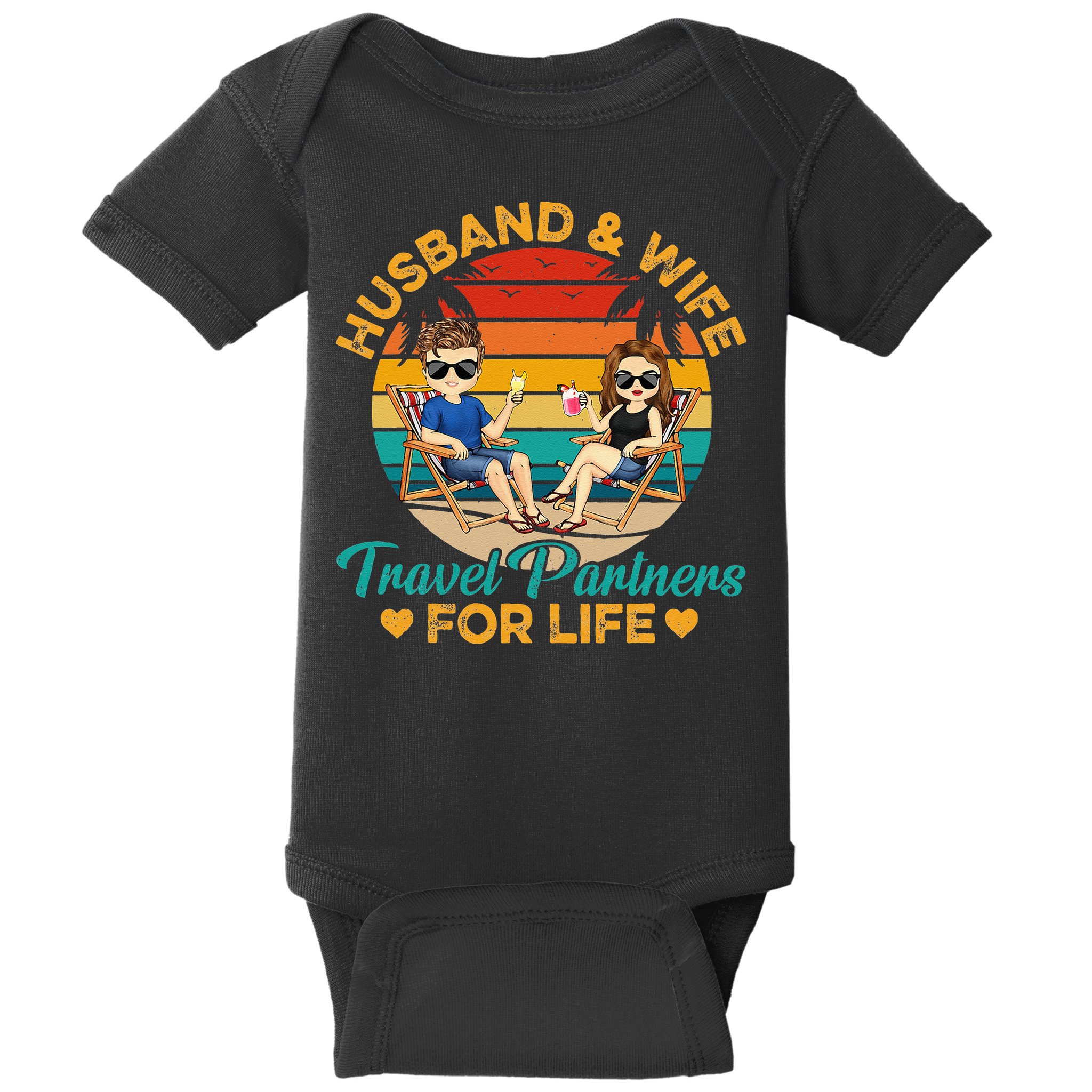 Husband And Wife Travel Partners For Life Beach Traveling Baby Bodysuit