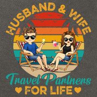 Husband And Wife Travel Partners For Life Beach Traveling Cotton Canvas Backpack