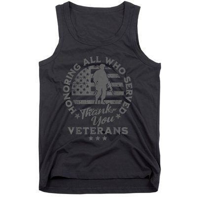 Honoring All Who Served Thank You Veterans Day American Flag Tank Top