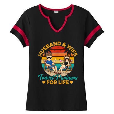 Husband And Wife Travel Partners For Life Beach Traveling Ladies Halftime Notch Neck Tee