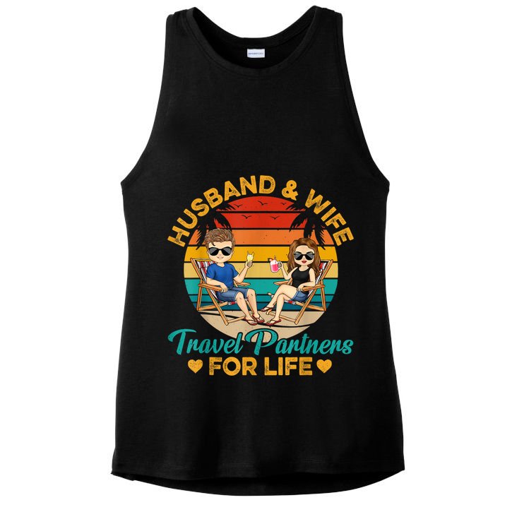 Husband And Wife Travel Partners For Life Beach Traveling Ladies PosiCharge Tri-Blend Wicking Tank