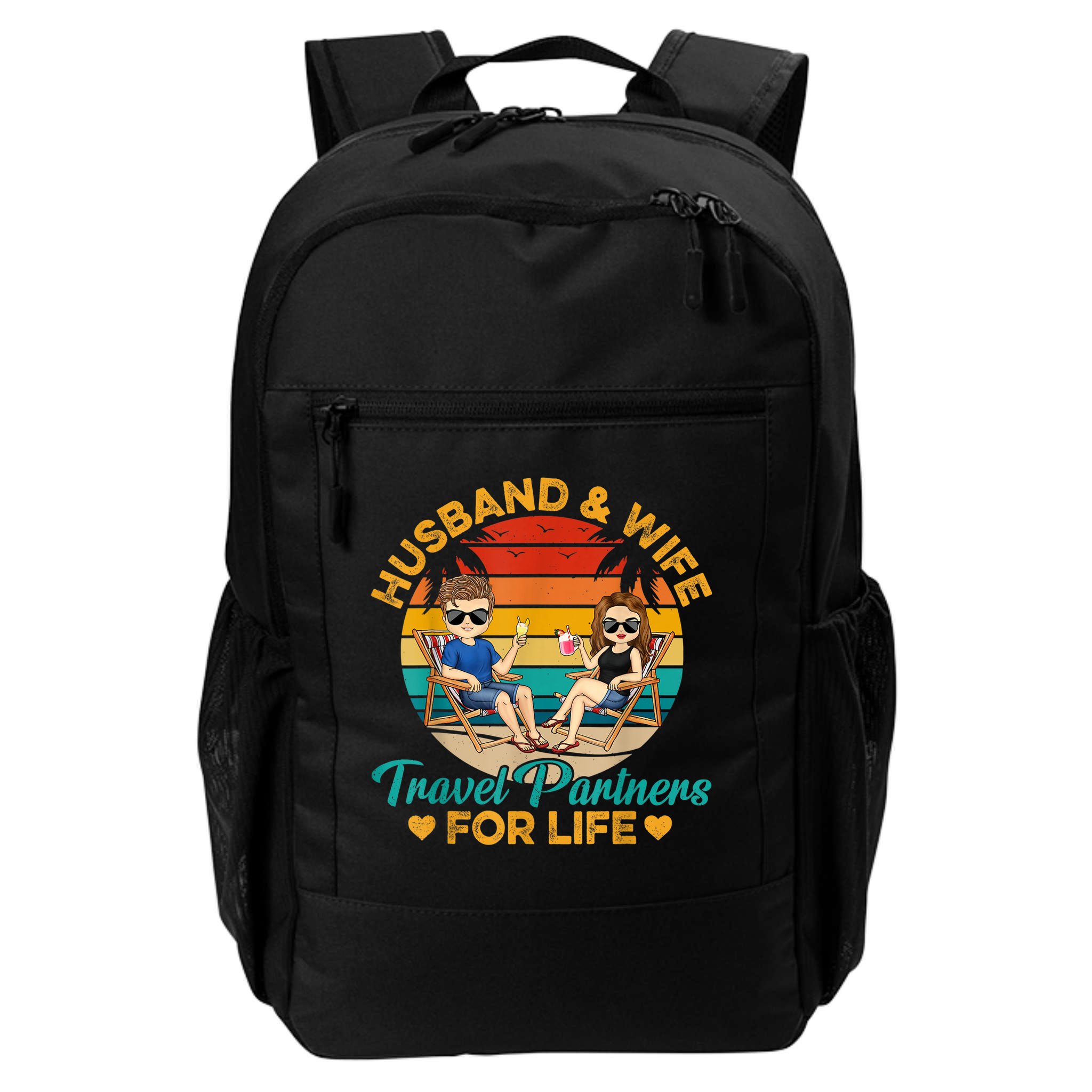 Husband And Wife Travel Partners For Life Beach Traveling Backpack