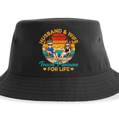 Husband And Wife Travel Partners For Life Beach Traveling Sustainable Bucket Hat