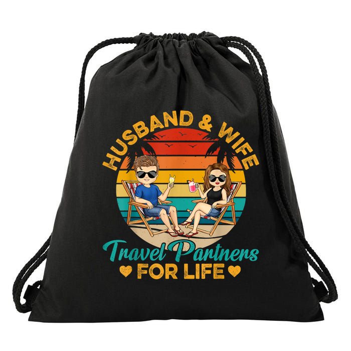 Husband And Wife Travel Partners For Life Beach Traveling Drawstring Bag