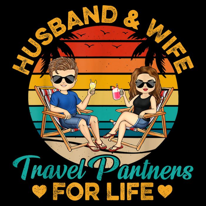 Husband And Wife Travel Partners For Life Beach Traveling Drawstring Bag