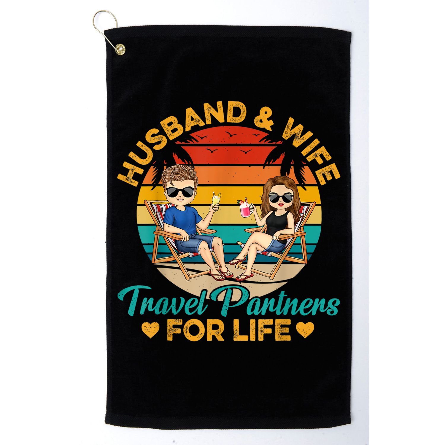 Husband And Wife Travel Partners For Life Beach Traveling Golf Towel
