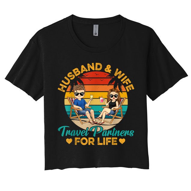 Husband And Wife Travel Partners For Life Beach Traveling Crop Top