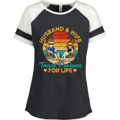 Husband And Wife Travel Partners For Life Beach Traveling Enza Ladies Jersey Colorblock Tee