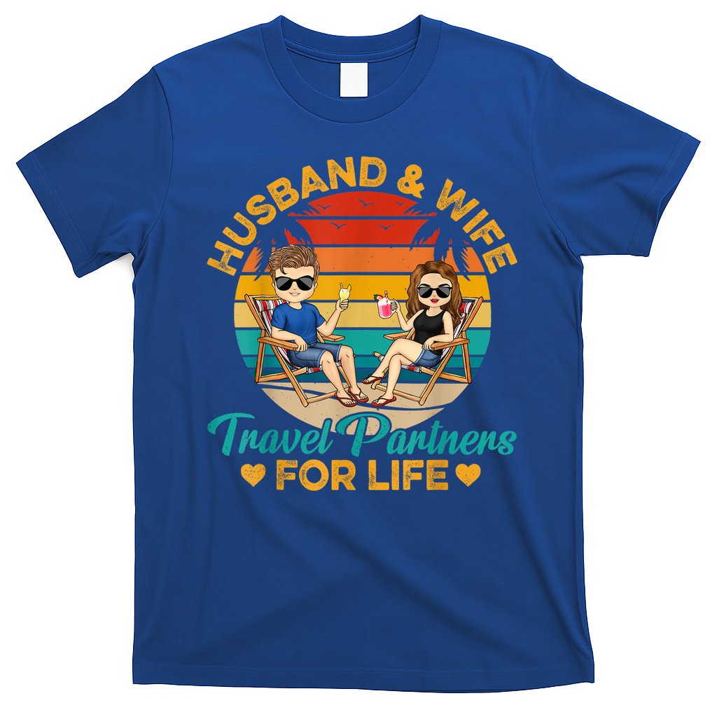 Husband And Wife Travel Partners For Life Beach Traveling T-Shirt
