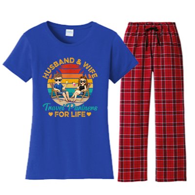 Husband And Wife Travel Partners For Life Beach Traveling Women's Flannel Pajama Set