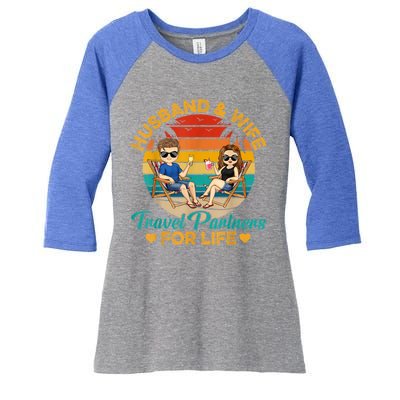 Husband And Wife Travel Partners For Life Beach Traveling Women's Tri-Blend 3/4-Sleeve Raglan Shirt