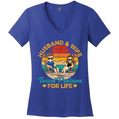 Husband And Wife Travel Partners For Life Beach Traveling Women's V-Neck T-Shirt