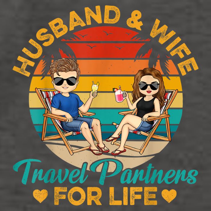 Husband And Wife Travel Partners For Life Beach Traveling Vector Backpack