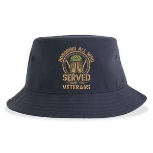 Honoring All Who Served Thank You Veterans Day Us Veteran Sustainable Bucket Hat