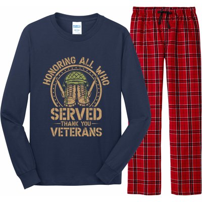 Honoring All Who Served Thank You Veterans Day Us Veteran Long Sleeve Pajama Set