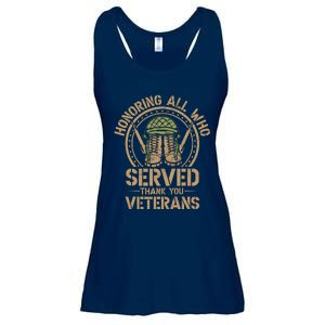 Honoring All Who Served Thank You Veterans Day Us Veteran Ladies Essential Flowy Tank