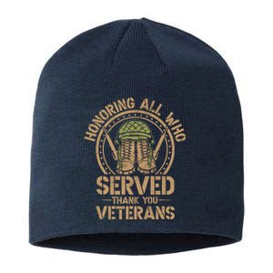 Honoring All Who Served Thank You Veterans Day Us Veteran Sustainable Beanie