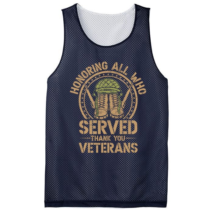 Honoring All Who Served Thank You Veterans Day Us Veteran Mesh Reversible Basketball Jersey Tank