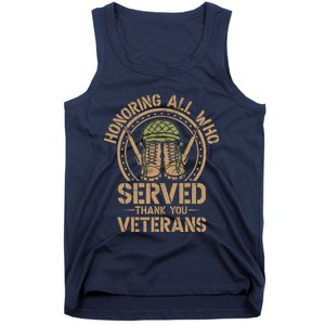 Honoring All Who Served Thank You Veterans Day Us Veteran Tank Top