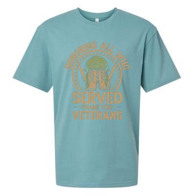 Honoring All Who Served Thank You Veterans Day Us Veteran Sueded Cloud Jersey T-Shirt